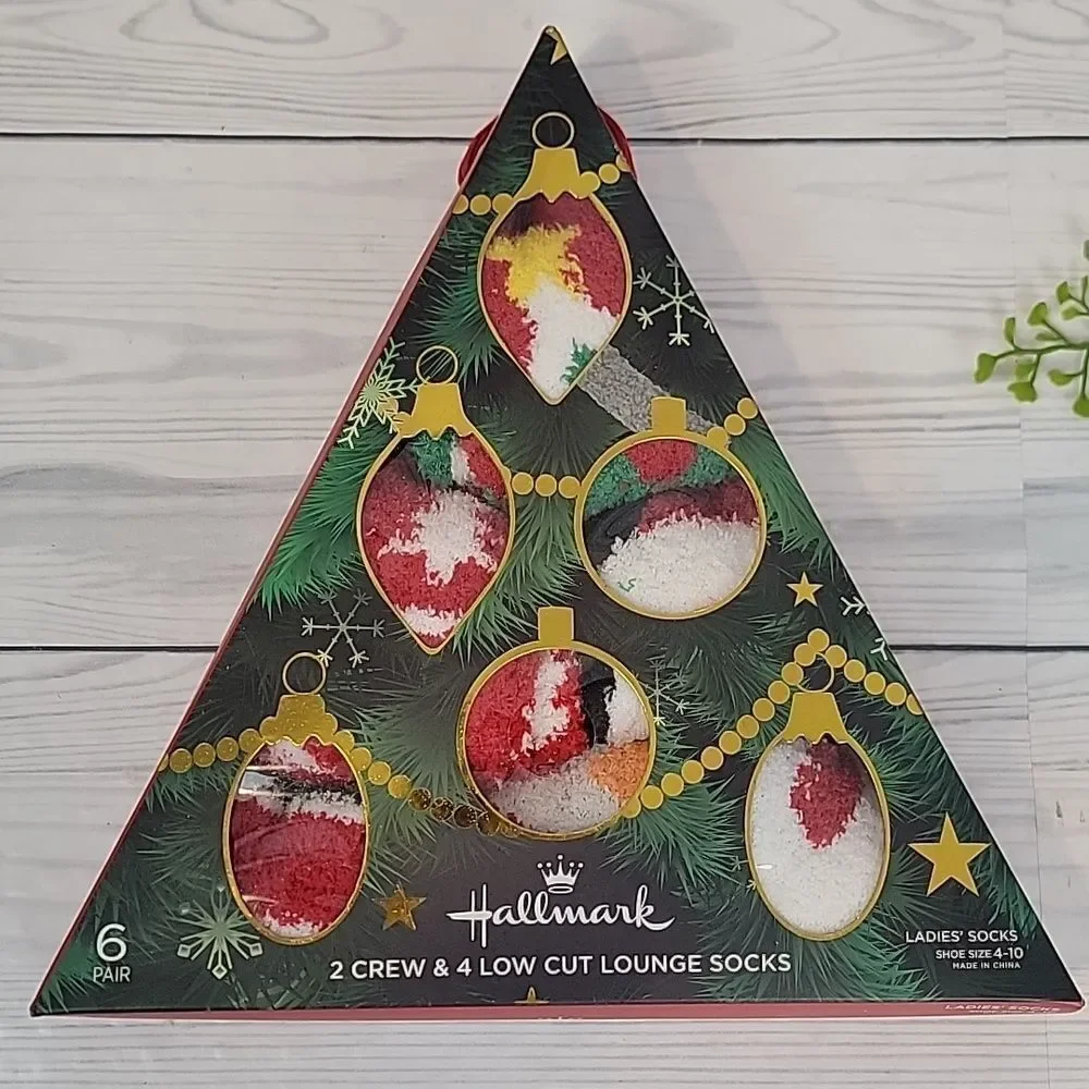 Hallmark Festive Ornament Womens Lounge Socks Set NWT